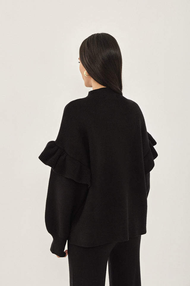 סוודר פרזנט שרוולים תפוחים פפלום שחור