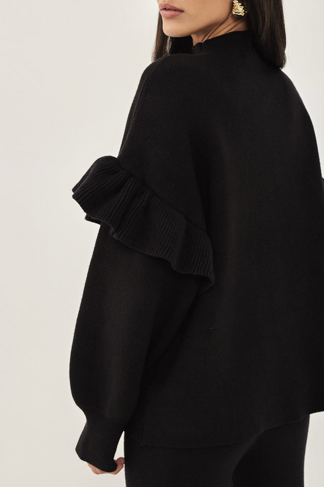 סוודר פרזנט שרוולים תפוחים פפלום שחור