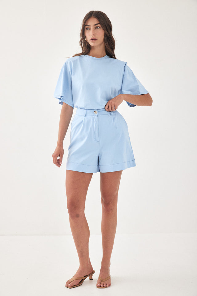 מכנסי ברמודה אמורה כותנה תכלת