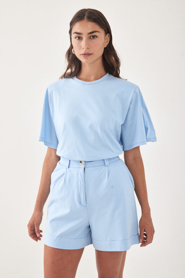 מכנסי ברמודה אמורה כותנה תכלת