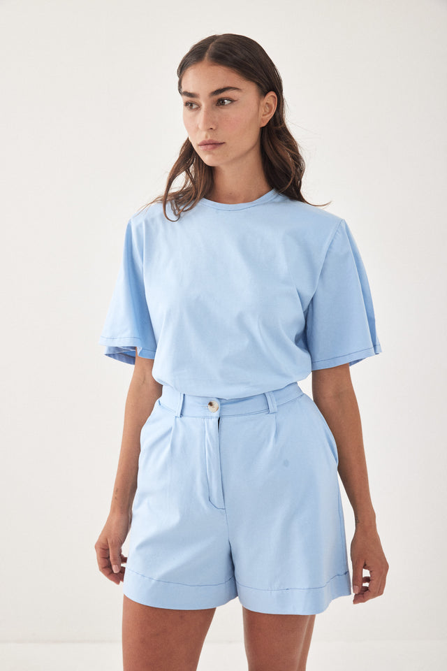 מכנסי ברמודה אמורה כותנה תכלת