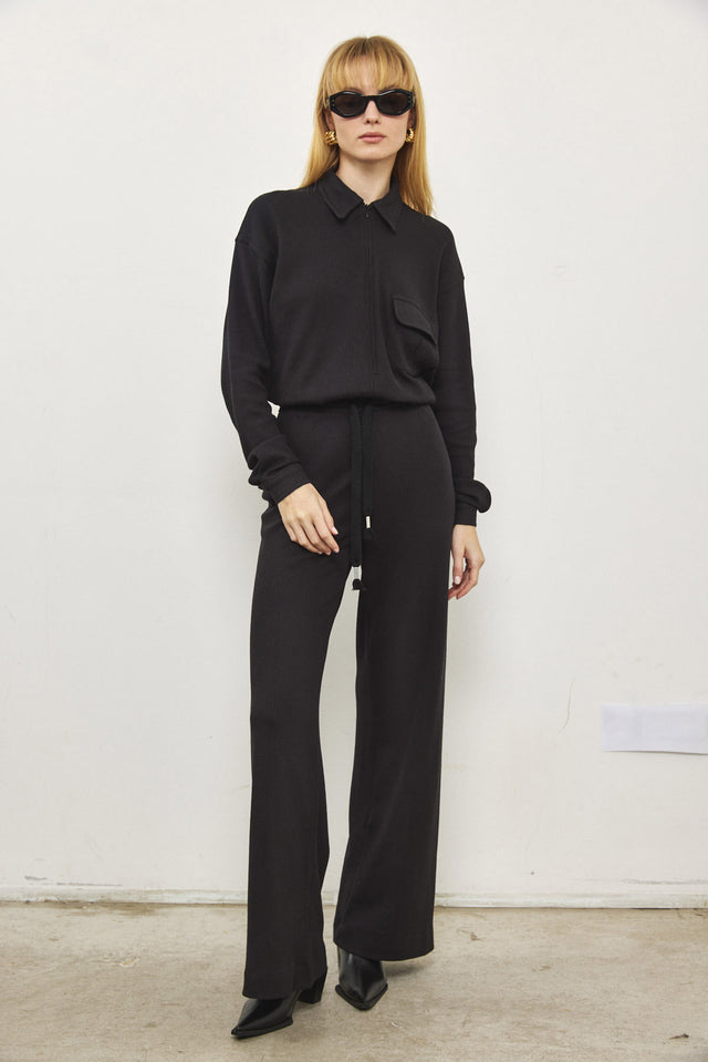 מכנסי אנט וופל שחורים