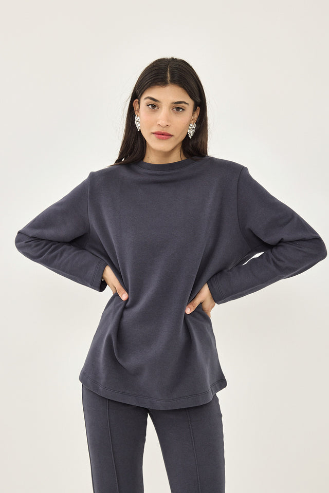 סווטשירט ליבי פרנץ' טרי כריות נשלפות כחול נייבי