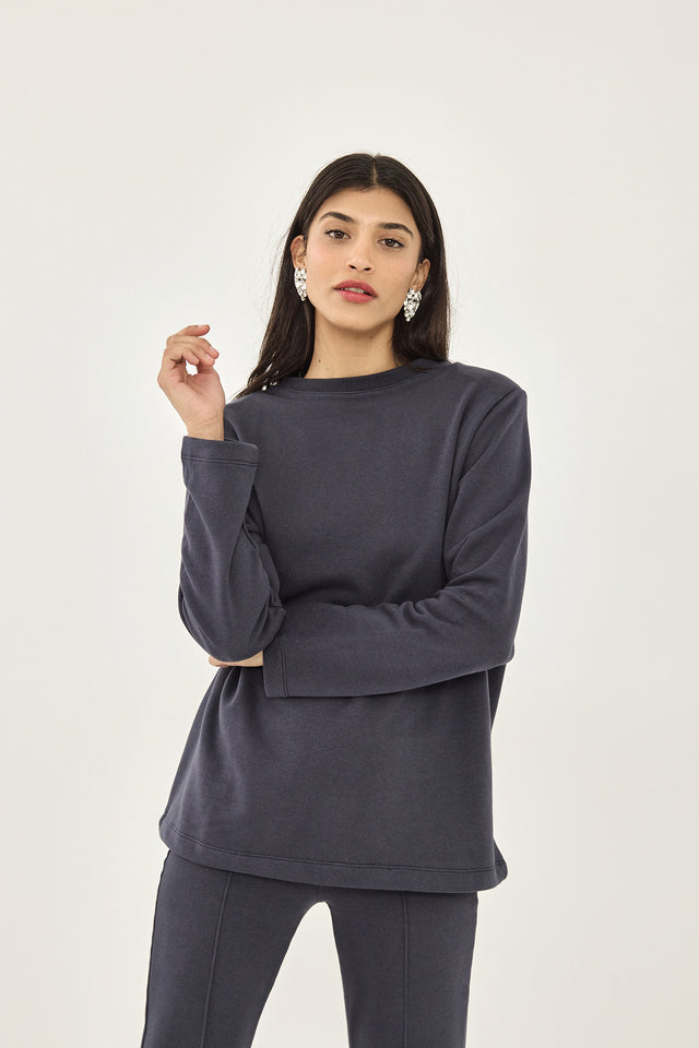 סווטשירט ליבי פרנץ' טרי כריות נשלפות כחול נייבי