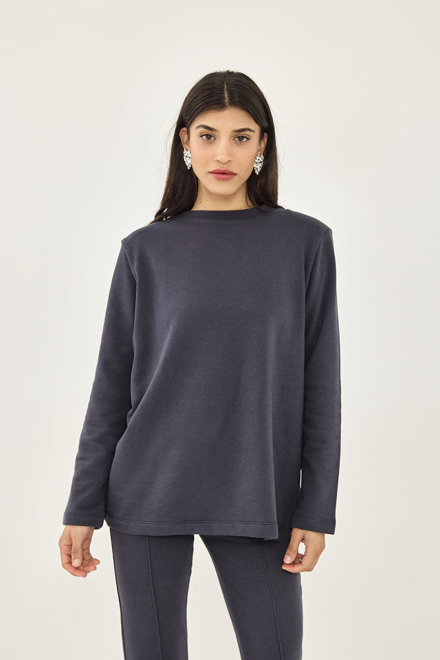 סווטשירט ליבי פרנץ' טרי כריות נשלפות כחול נייבי