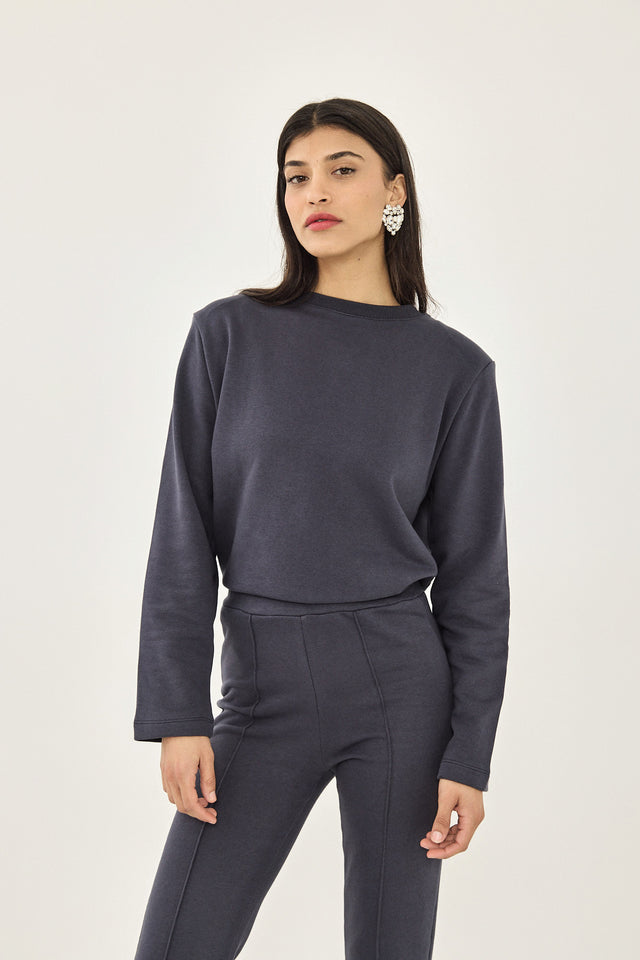 סווטשירט ליבי פרנץ' טרי כריות נשלפות כחול נייבי