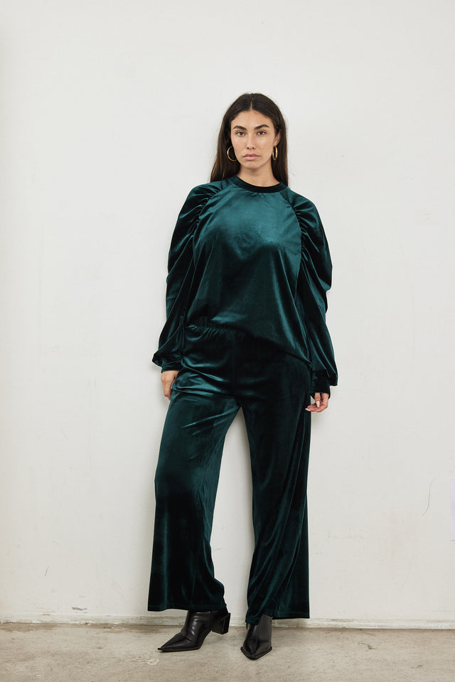 מכנסי ספיריט טירמיסו מתרחבים קטיפה ירוקים