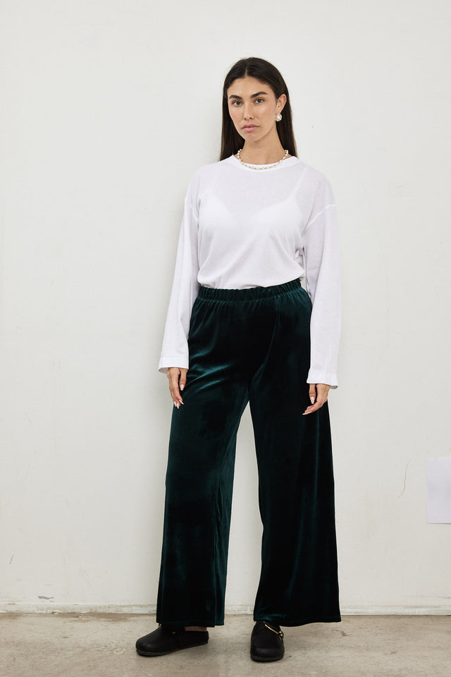 מכנסי ספיריט טירמיסו מתרחבים קטיפה ירוקים