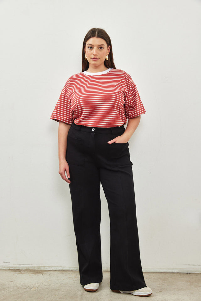 מכנסיים מחוייטים אקלייר ריב כיסים אפורים