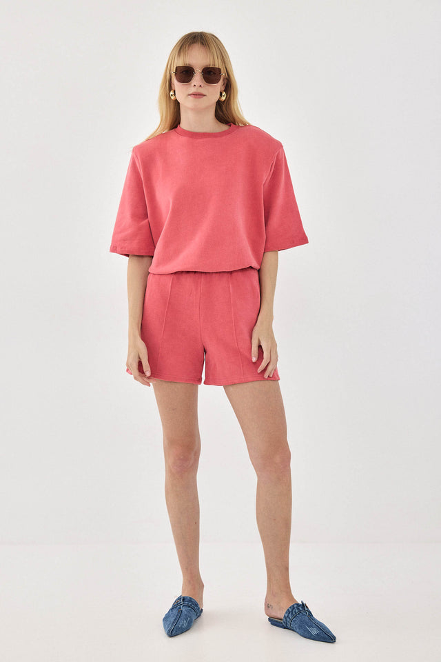 מכנסיים טארט-טטן פרנץ' טרי קצרים אדומים