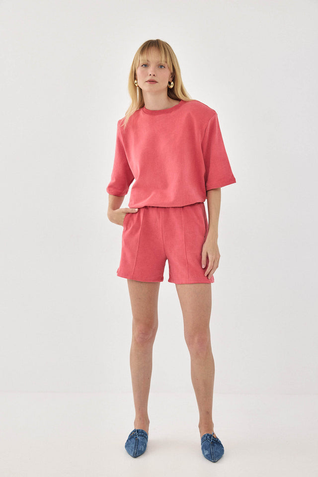 מכנסיים טארט-טטן פרנץ' טרי קצרים אדומים