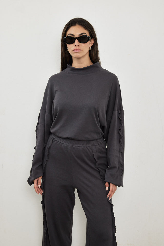 חולצת מיני גולף פפלום בשרוולים כחול נייבי