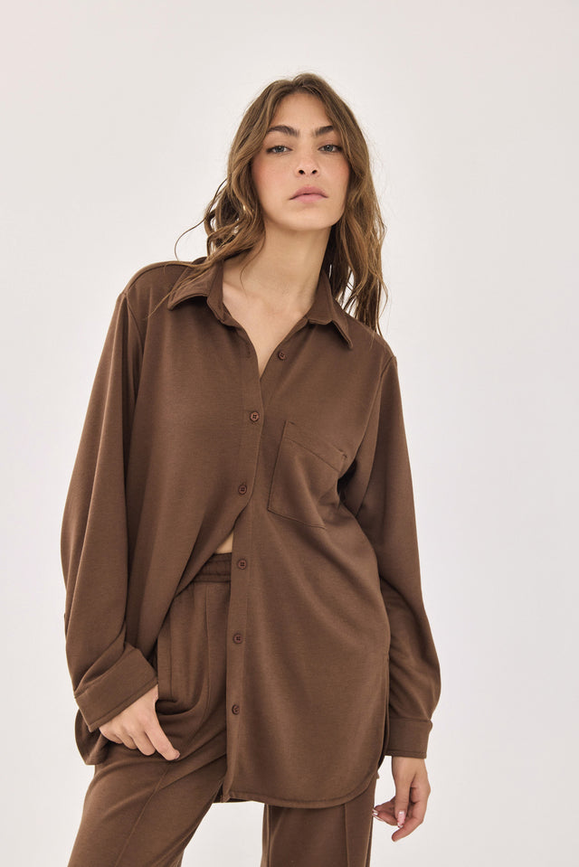 חולצה מכופתרת ברנדי פרנץ' טרי חומה