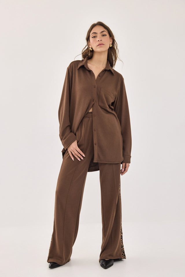 חולצה מכופתרת ברנדי פרנץ' טרי חומה