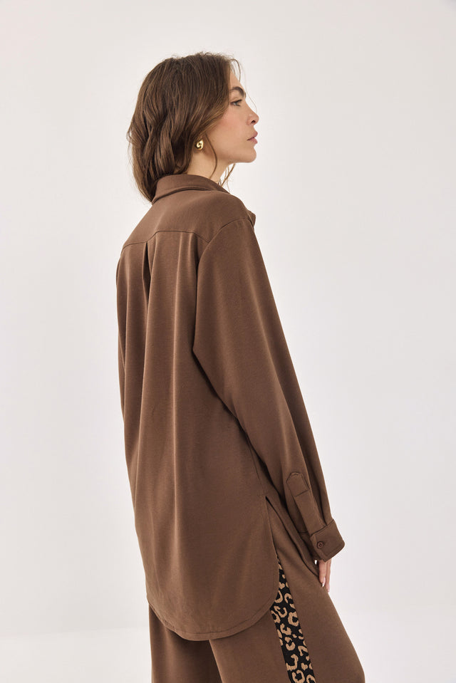 חולצה מכופתרת ברנדי פרנץ' טרי חומה