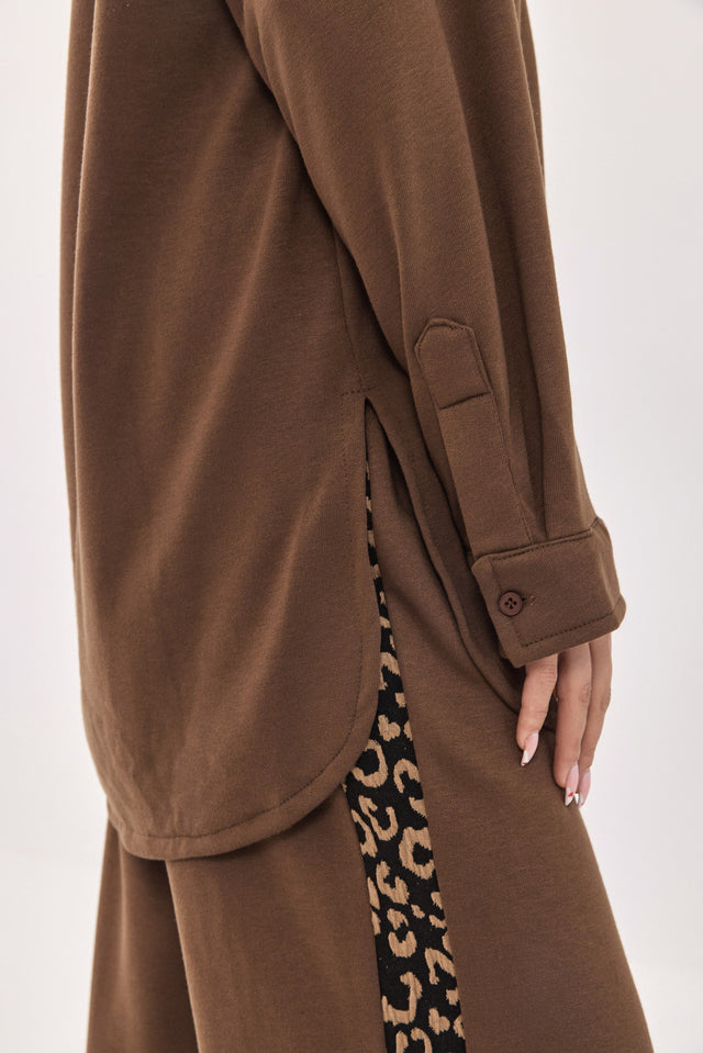 חולצה מכופתרת ברנדי פרנץ' טרי חומה