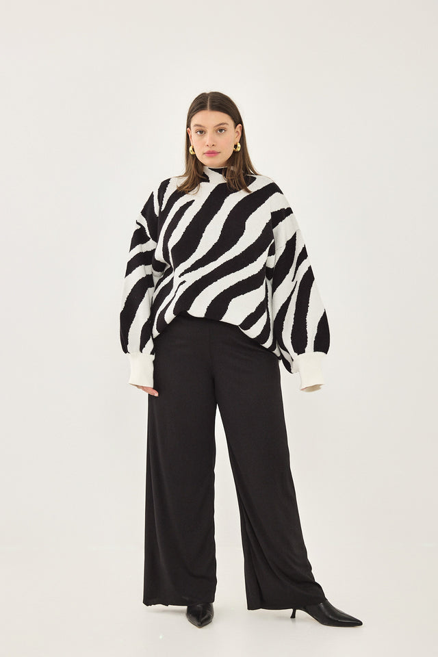 סוודר פרזנט שרוולים תפוחים שרוולים תפוחים מנומר שמנת