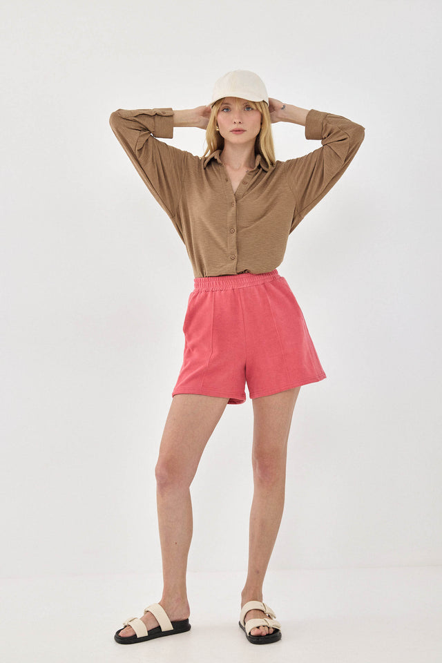 מכנסיים טארט-טטן פרנץ' טרי קצרים אדומים