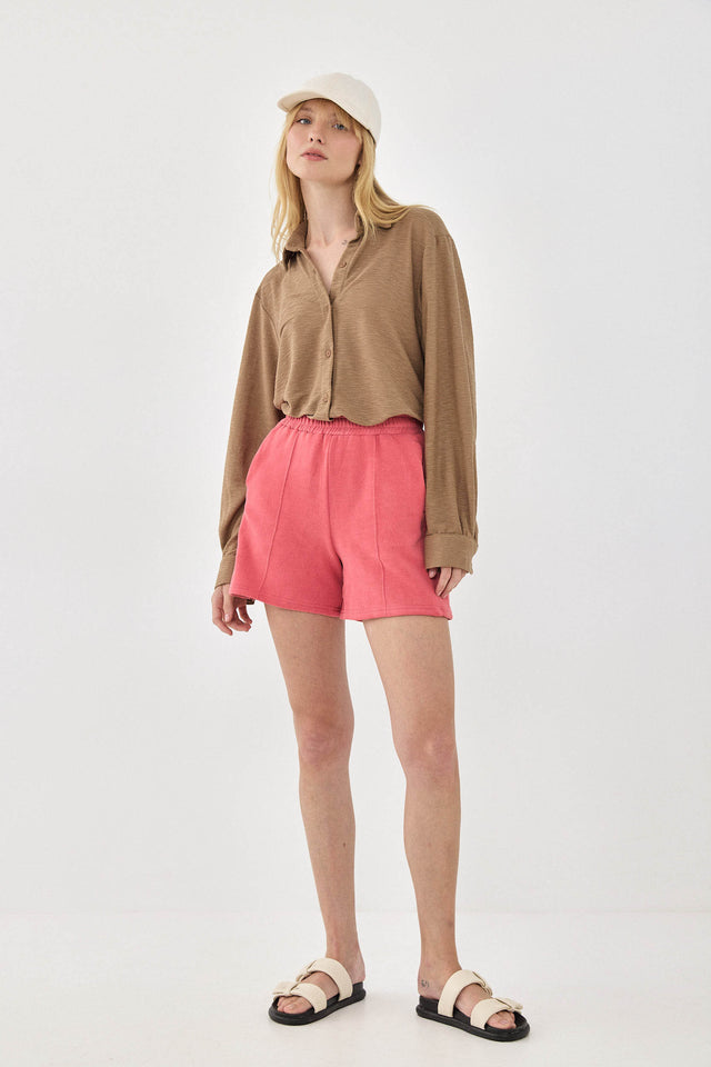 מכנסיים טארט-טטן פרנץ' טרי קצרים אדומים