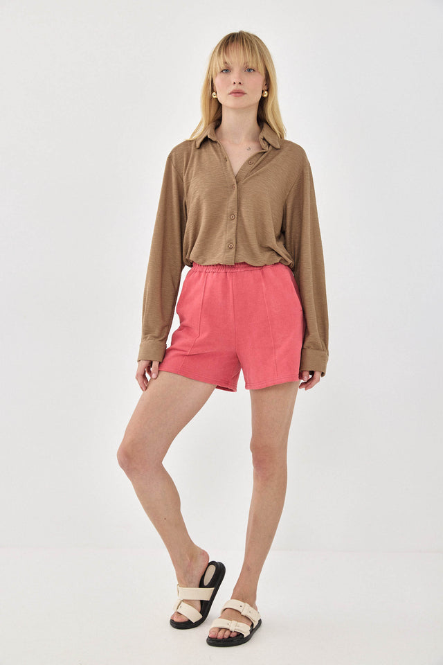 מכנסיים טארט-טטן פרנץ' טרי קצרים אדומים