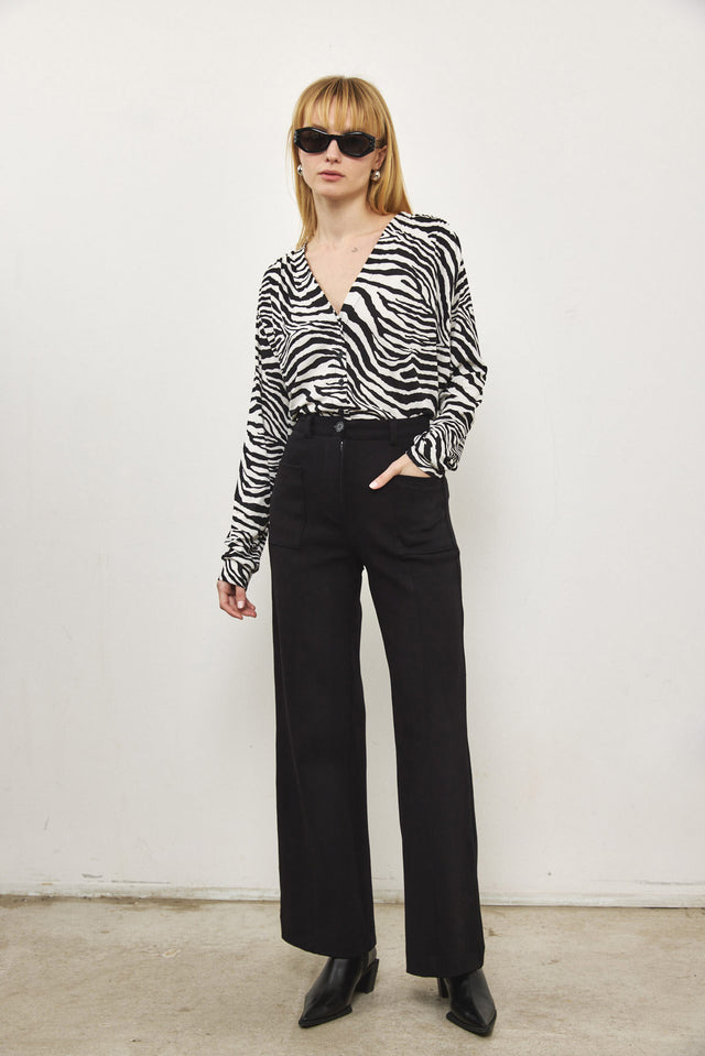 מכנסיים מחוייטים אקלייר ריב כיסים אפורים