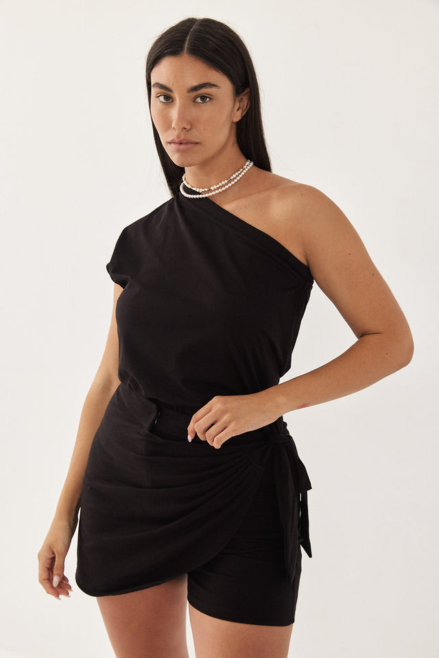 חולצת כתף אחת ברד אנד באטר שחורה