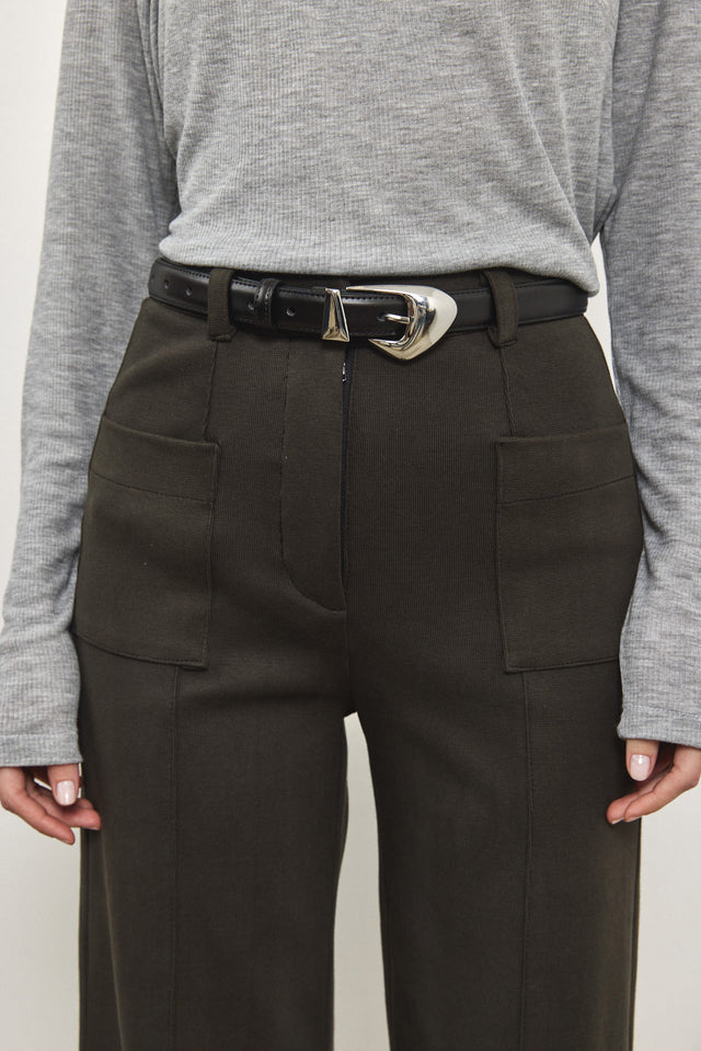 מכנסיים מחוייטים אקלייר ריב כיסים אפורים