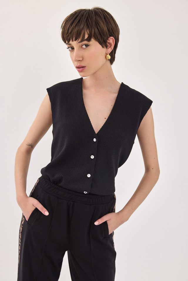 ווסט וופל דוני כפתורים גליטר שחור