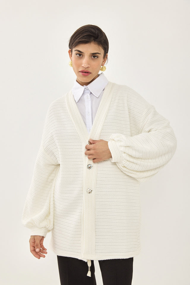 חולצה מכופתרת בויפרנד פטריס לבנה