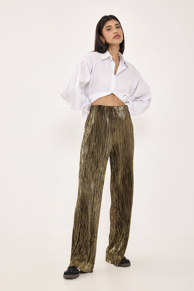 מכנסי ספיריט מתרחבים פליסה LIGHT שחור זהב