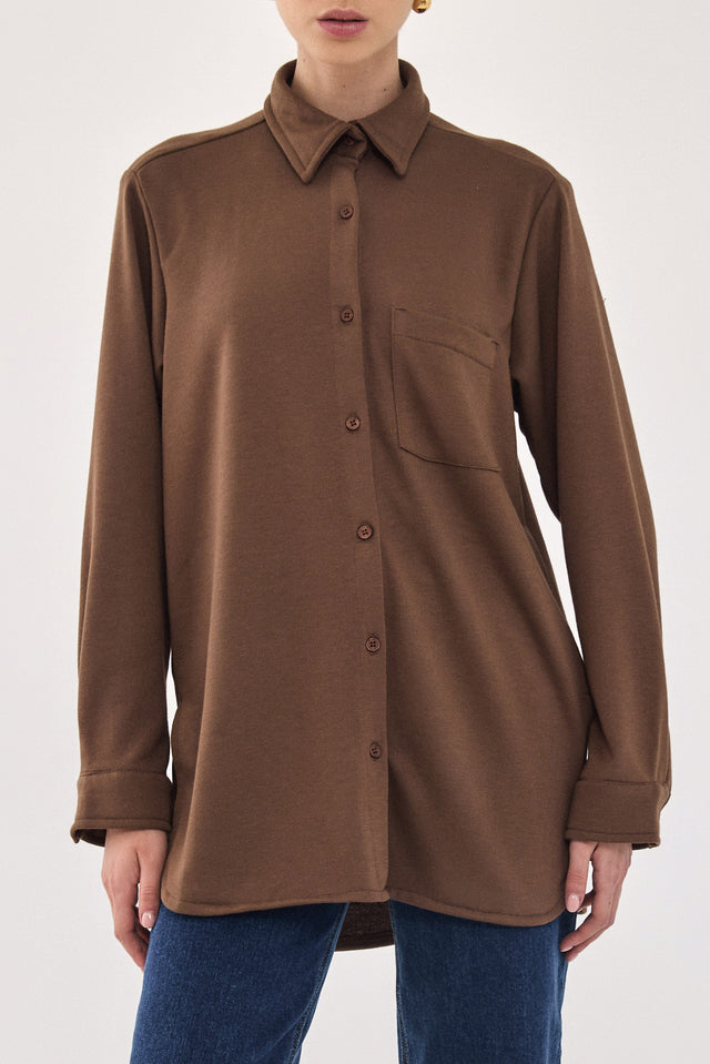 חולצה מכופתרת ברנדי פרנץ' טרי חומה