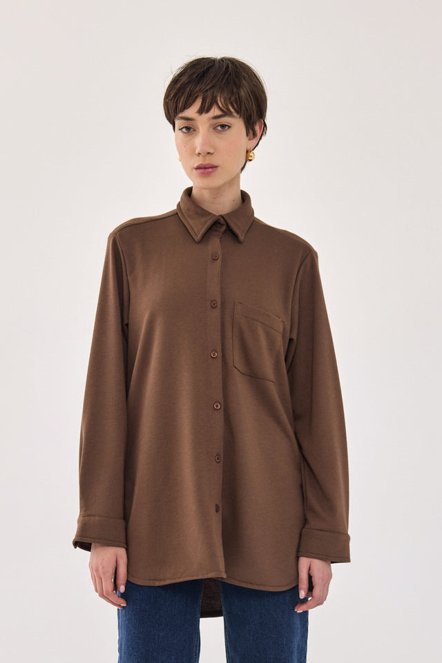 חולצה מכופתרת ברנדי פרנץ' טרי חומה