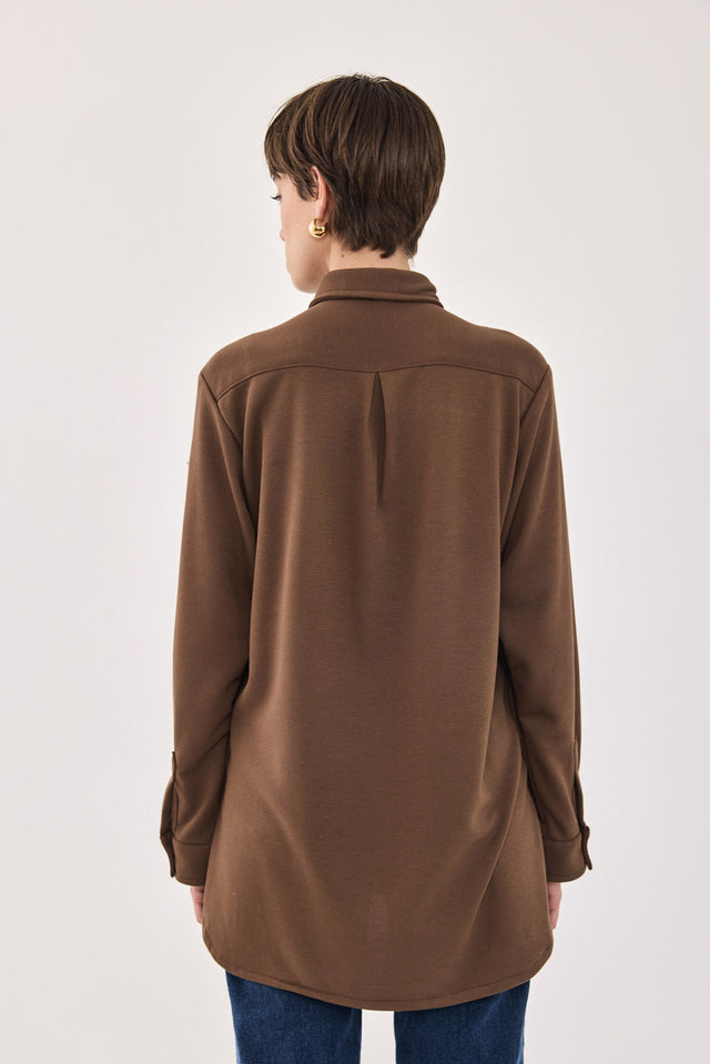 חולצה מכופתרת ברנדי פרנץ' טרי חומה