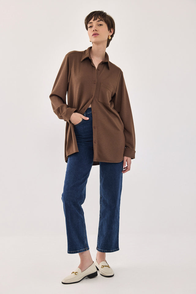 חולצה מכופתרת ברנדי פרנץ' טרי חומה