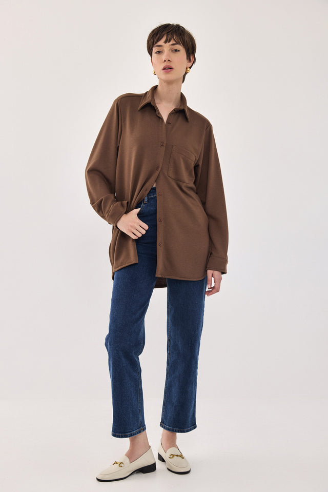 חולצה מכופתרת ברנדי פרנץ' טרי חומה