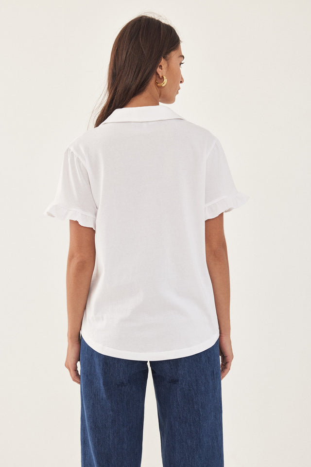 חולצת פולו פפלום מלודי כותנה לבנה