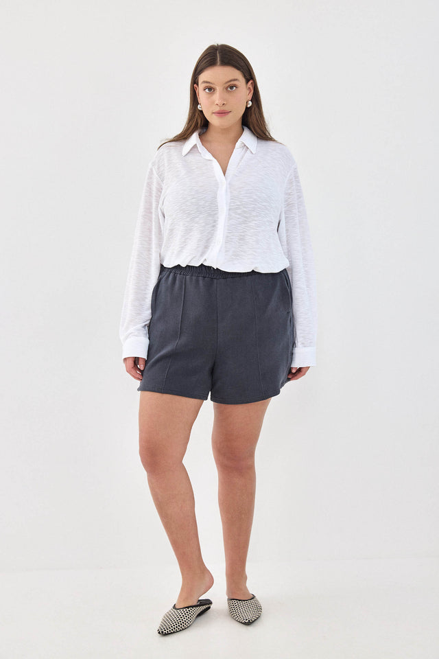 חולצה מכופתרת מקיאטו ארוכה קאמל