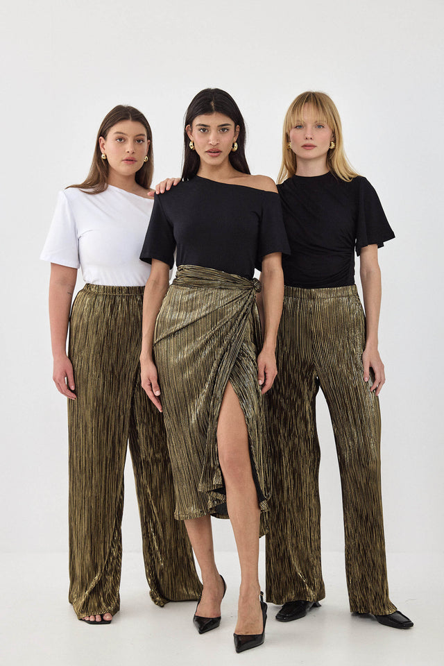 מכנסי ספיריט מתרחבים פליסה LIGHT שחור זהב