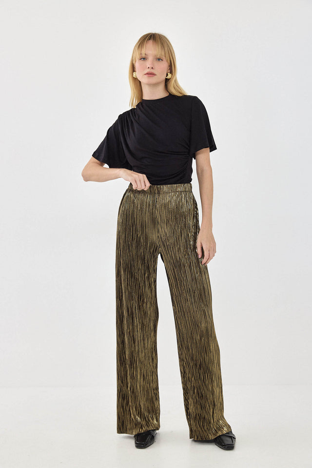 מכנסי ספיריט מתרחבים פליסה LIGHT שחור זהב