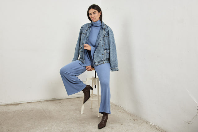 מכנסי סריג פריז תכלת