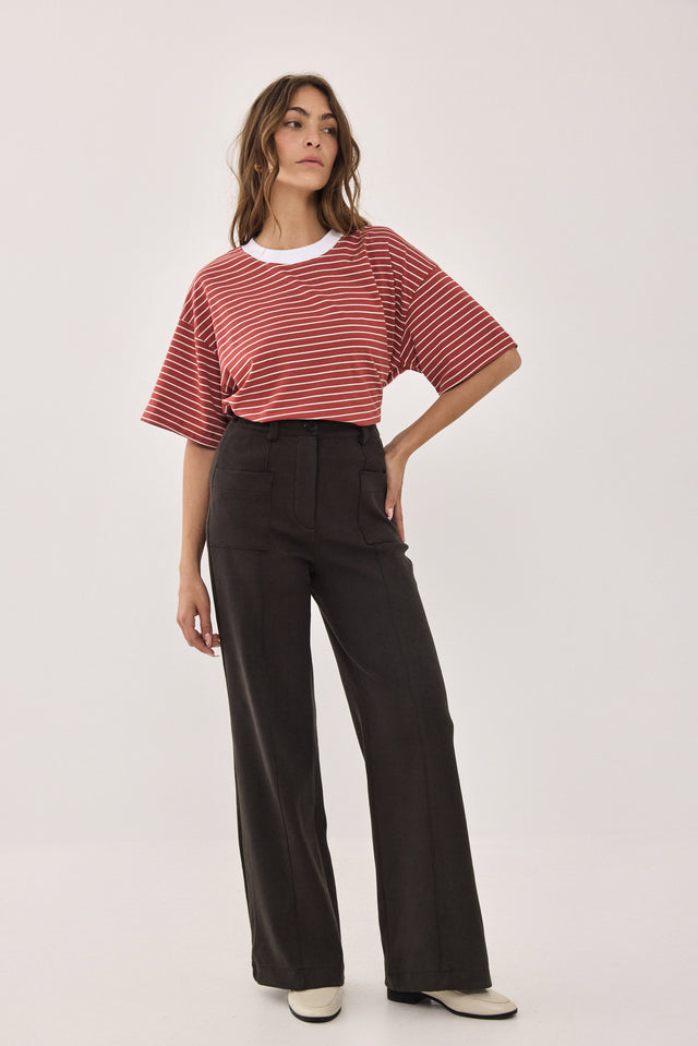 מכנסיים מחוייטים אקלייר ריב כיסים אפורים