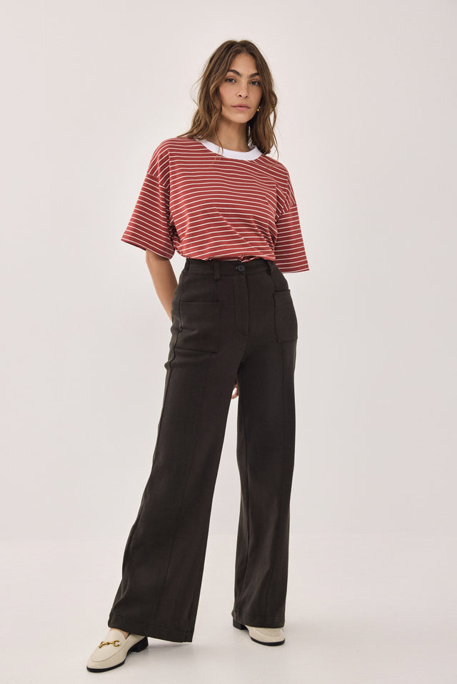 מכנסיים מחוייטים אקלייר ריב כיסים אפורים