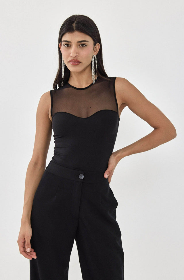 בגד גוף מחוך רשת שחור