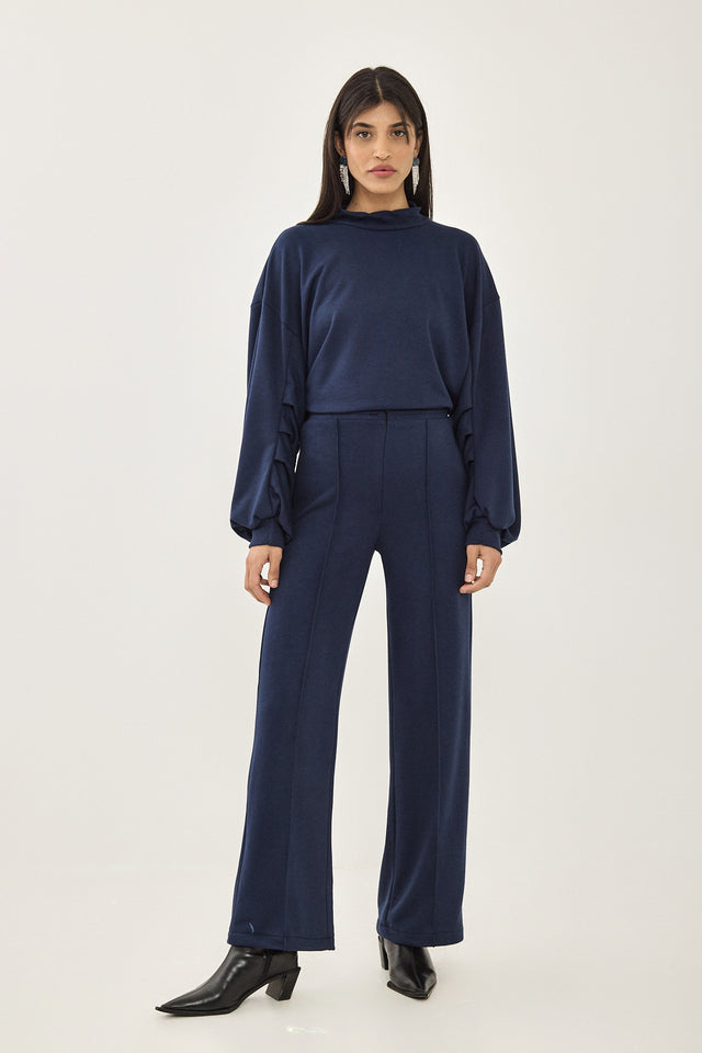 מכנסיים מחוייטים פודינג פרנץ' טרי כחול נייבי