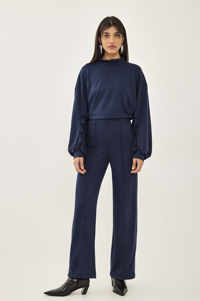 מכנסיים מחוייטים פודינג פרנץ' טרי כחול נייבי