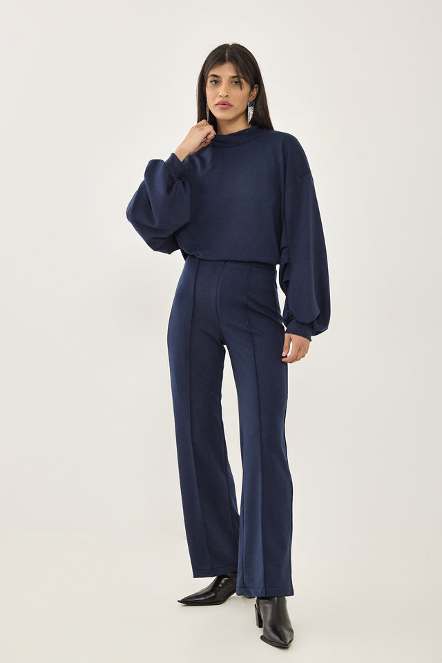 מכנסיים מחוייטים פודינג פרנץ' טרי כחול נייבי