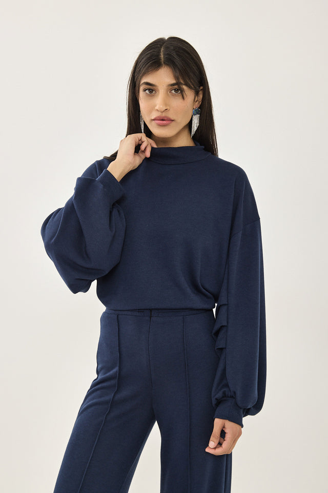 מכנסיים מחוייטים פודינג פרנץ' טרי כחול נייבי