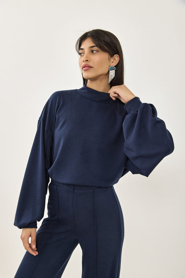 מכנסיים מחוייטים פודינג פרנץ' טרי כחול נייבי