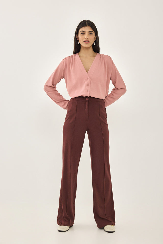 מכנסי מרין מודל מחויטים בורדו