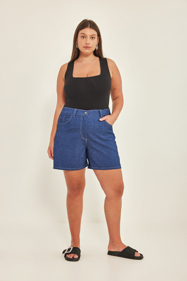 מכנסי ברמודה ספיישל ג'ינס כחול כהה